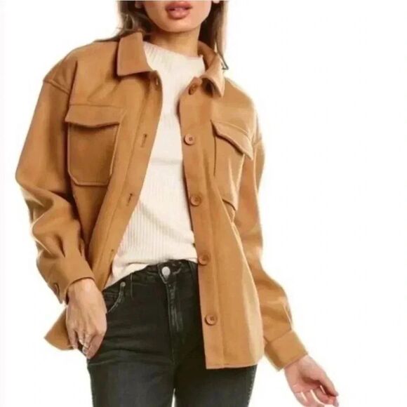 Avec Les Filles Oversized Boyfriend Shacket Camel Brown Size Extra Small XS - Picture 7 of 9